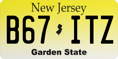NJ license plate B67ITZ
