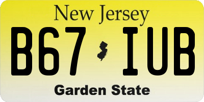 NJ license plate B67IUB