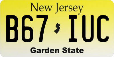 NJ license plate B67IUC