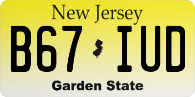 NJ license plate B67IUD