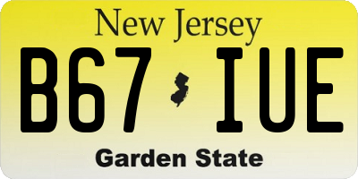 NJ license plate B67IUE