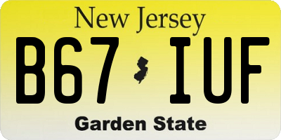 NJ license plate B67IUF