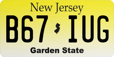 NJ license plate B67IUG