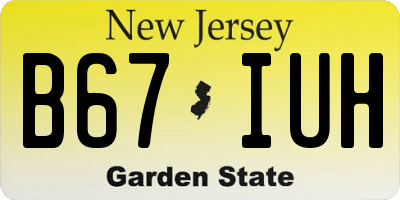 NJ license plate B67IUH