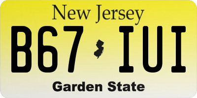 NJ license plate B67IUI
