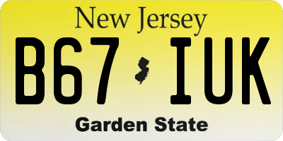 NJ license plate B67IUK