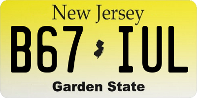 NJ license plate B67IUL