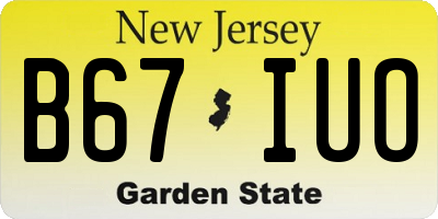 NJ license plate B67IUO