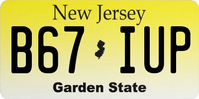 NJ license plate B67IUP
