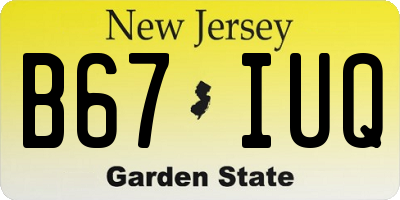 NJ license plate B67IUQ