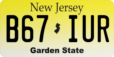 NJ license plate B67IUR
