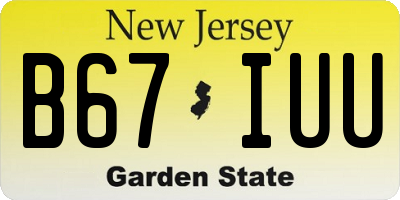 NJ license plate B67IUU