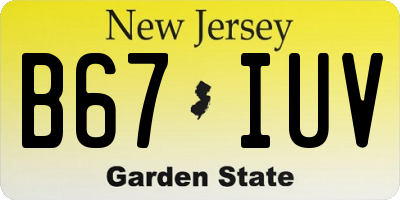 NJ license plate B67IUV