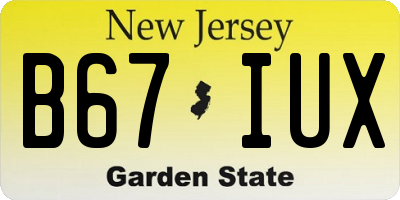 NJ license plate B67IUX