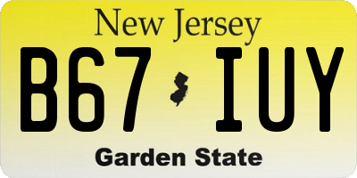 NJ license plate B67IUY
