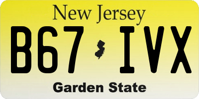 NJ license plate B67IVX
