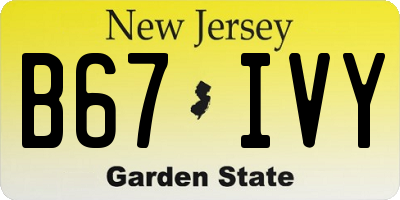 NJ license plate B67IVY