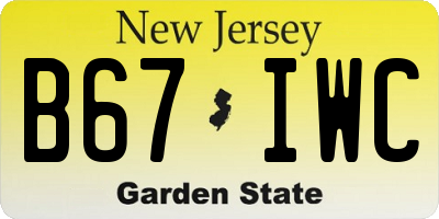 NJ license plate B67IWC
