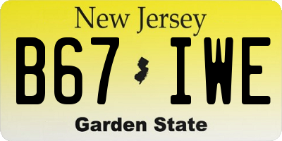 NJ license plate B67IWE