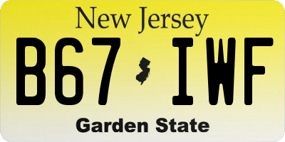 NJ license plate B67IWF