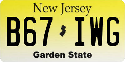 NJ license plate B67IWG