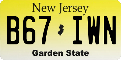 NJ license plate B67IWN
