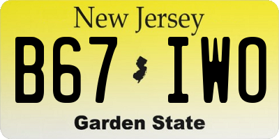 NJ license plate B67IWO