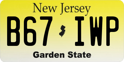 NJ license plate B67IWP