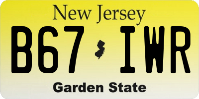 NJ license plate B67IWR