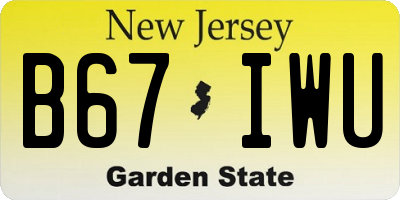 NJ license plate B67IWU