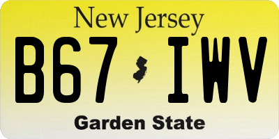 NJ license plate B67IWV