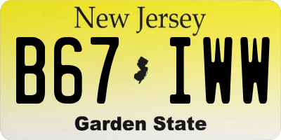 NJ license plate B67IWW