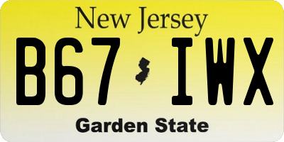 NJ license plate B67IWX