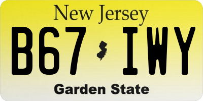 NJ license plate B67IWY