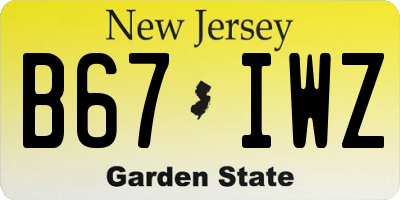 NJ license plate B67IWZ