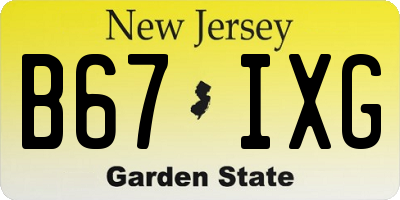 NJ license plate B67IXG