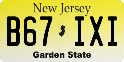 NJ license plate B67IXI