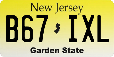 NJ license plate B67IXL