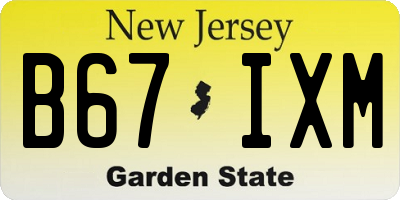 NJ license plate B67IXM