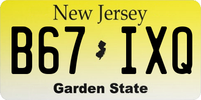 NJ license plate B67IXQ