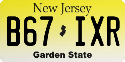 NJ license plate B67IXR