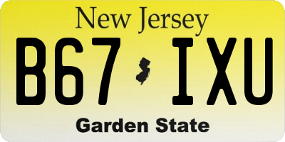NJ license plate B67IXU