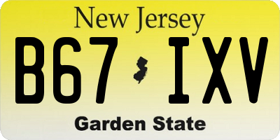 NJ license plate B67IXV
