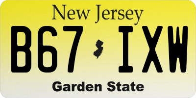 NJ license plate B67IXW