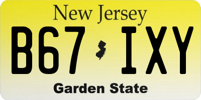 NJ license plate B67IXY