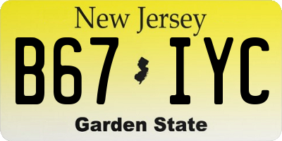 NJ license plate B67IYC