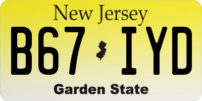 NJ license plate B67IYD