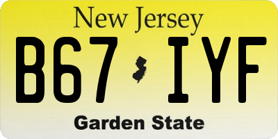 NJ license plate B67IYF
