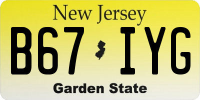 NJ license plate B67IYG