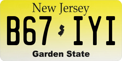 NJ license plate B67IYI